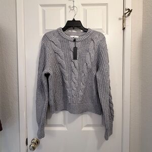 Banana Republic Cotton-Blend Cable-Knit Sweater – Light Grey, Size L, NWT